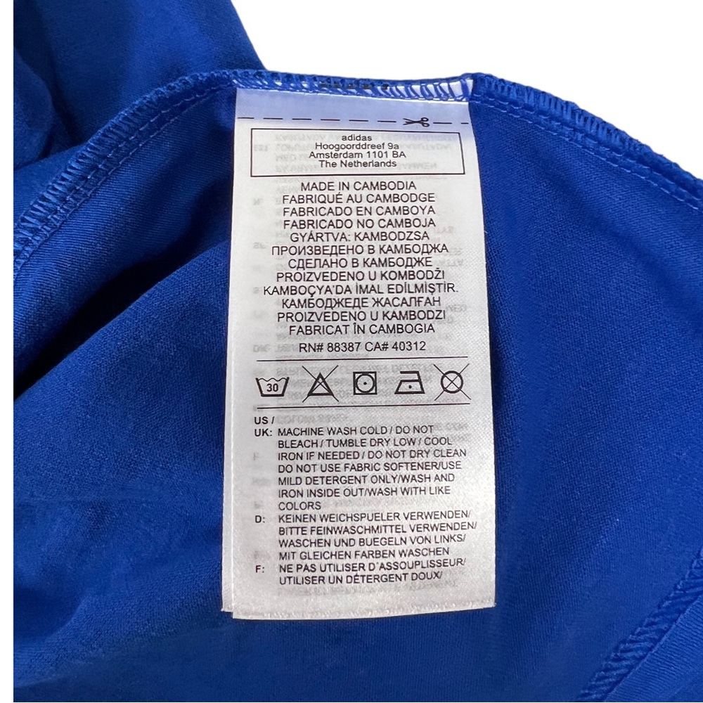 Adidas x Farm Rio Shirt Women Large Blue Tropical Short Sleeve Crop Pullover NWT - Picture 12 of 13
